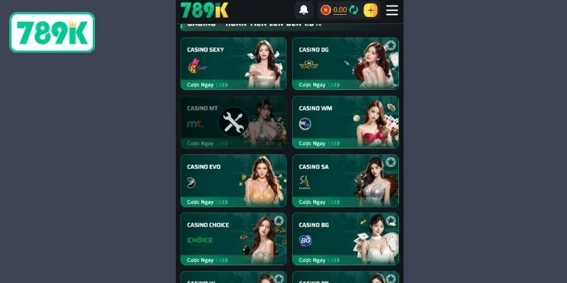 789K liên kết với nhiều nhà phát hành Live Casino