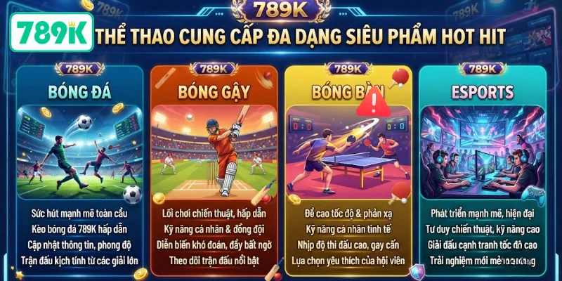 789K thể thao cung cấp đa dạng siêu phẩm HOT HIT