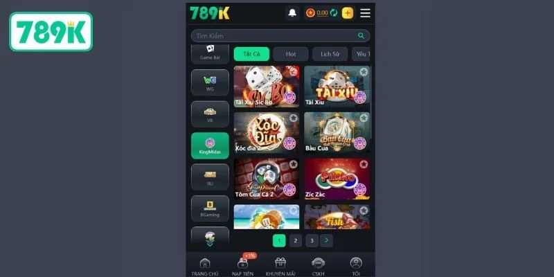 Các sảnh chơi game bài 789K hấp dẫn