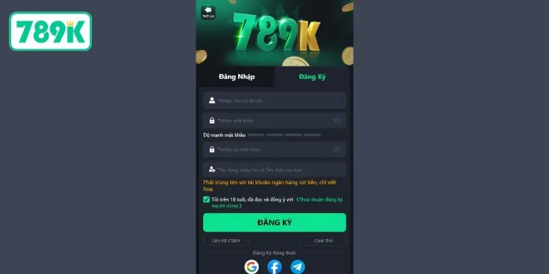 Cách đăng ký 789K nhanh chóng trong 3 bước