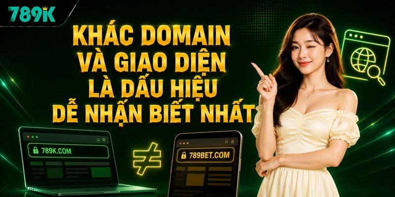 Khác domain và giao diện là dấu hiệu dễ nhận biết nhất