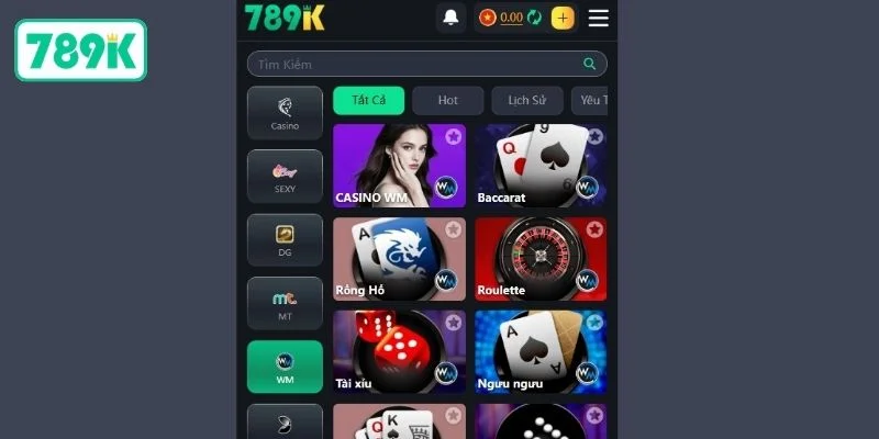 Một số tựa game Live Casino 789K đáng chọn