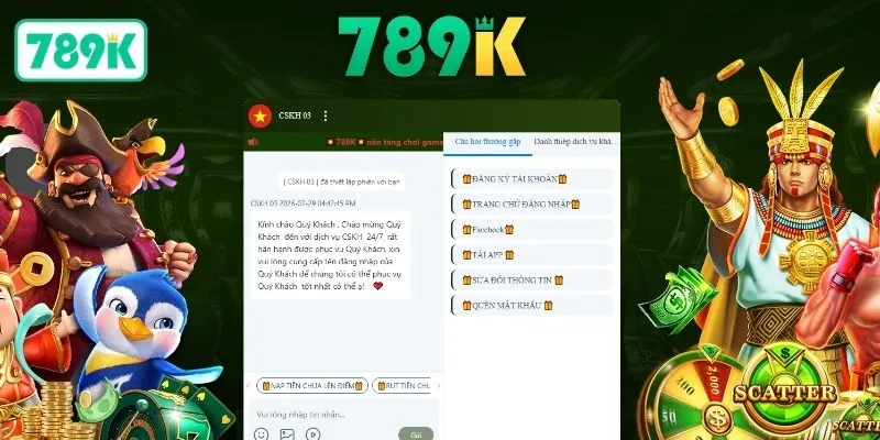 Người chơi có thể liên hệ 789K thông qua live chat